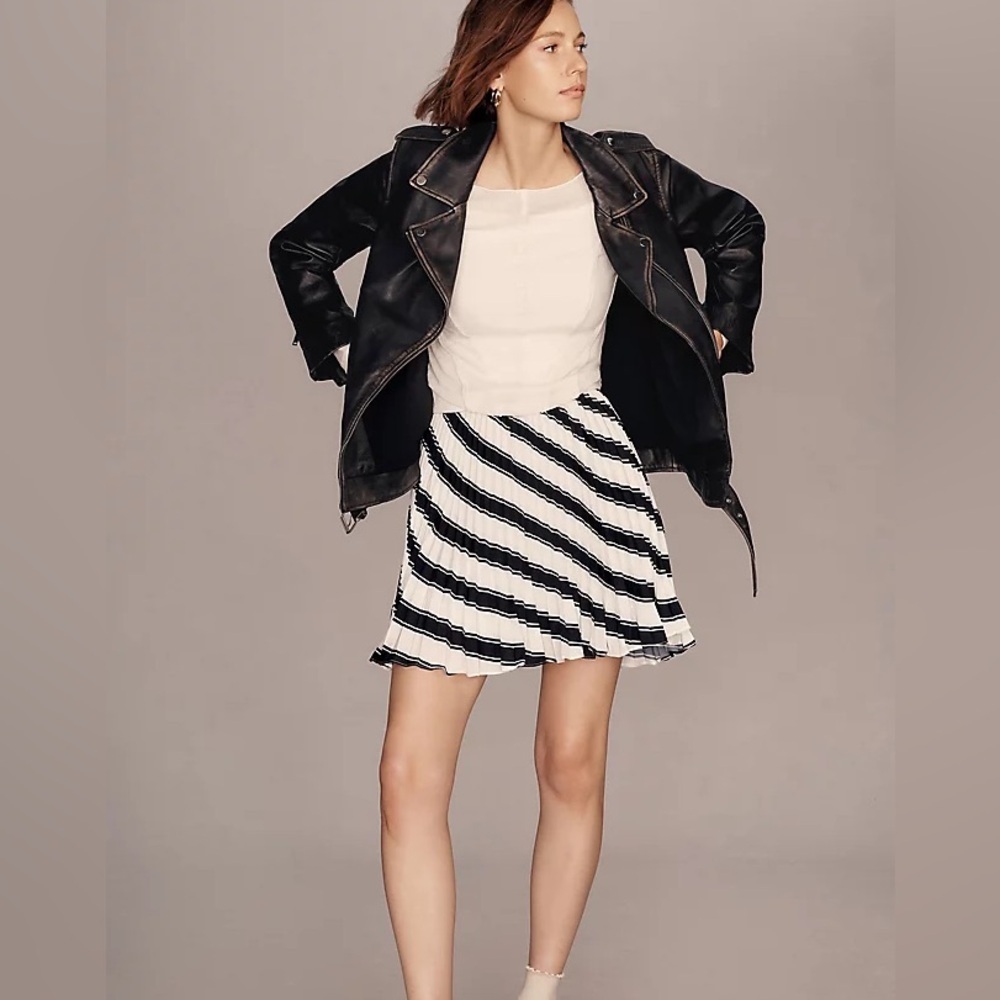 Anthropologie Black and White Striped A-Line Skirt Size 14 - Picture 3 of 13